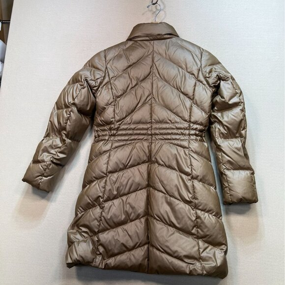 Talbots Womens Puffer Coat Jacket Petite Gold Quilted Full Zip Cozy Winter - Picture 13 of 15